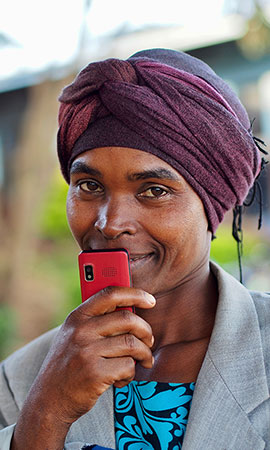woman holding a mobile phone